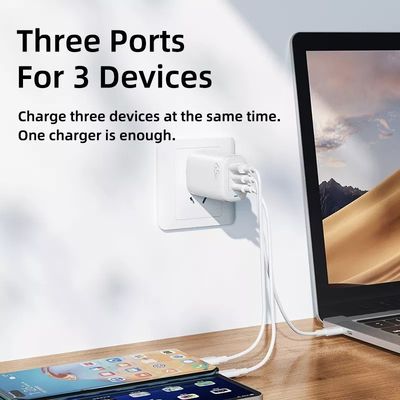 65 Вт GaN 3 порта USB Type-c Travel Adapter для высокоскоростной зарядки нескольких устройств