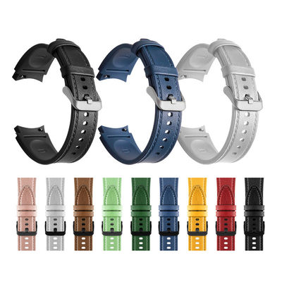 20 мм резиновая кожаная лента для часов совместима с Samsung Watch Series Retro Replacement