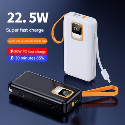 Наружный 10000mAh TC Port Mini 22,5W быстрый зарядный энергобанк с кабелем и реальной емкостью
