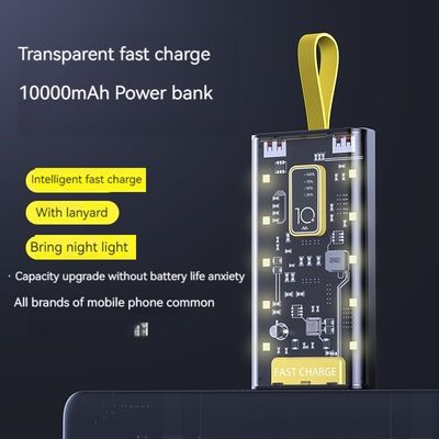 TYPE-C Входной интерфейс Power Bank Прозрачный мобильный источник питания 10000 мАч для iPhone 15 14