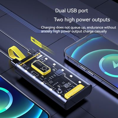 TYPE-C Входной интерфейс Power Bank Прозрачный мобильный источник питания 10000 мАч для iPhone 15 14