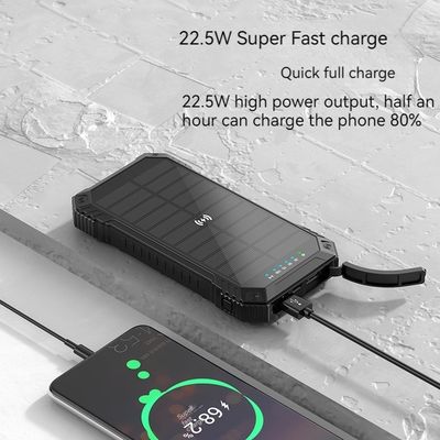 Внешний энергобанк для iPhone 15 15W беспроводный выход 22,5W солнечная зарядка и выход 3A