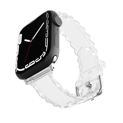 Популярный роскошный стиль для Apple Watch 45 мм Чистый блестящий кружевный алмазный ремень