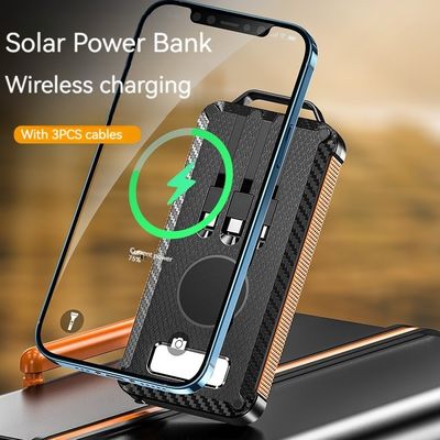 Ли-полимерная батарея Солнечный энергетический банк 10000mAh для iPhone 15 Беспроводная зарядка и наружное