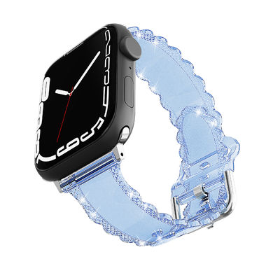 Популярный роскошный стиль для Apple Watch 45 мм Чистый блестящий кружевный алмазный ремень