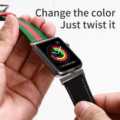 OEM ODM Двухсторонняя лента кожаная часовая лента для Apple Watch лента 38 40 41 42 44 45 мм ремень