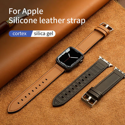 22мм Силиконовая кожаная ремень для iWatch серии 6 5 4 3 2 1 SE Роскошный и прочный